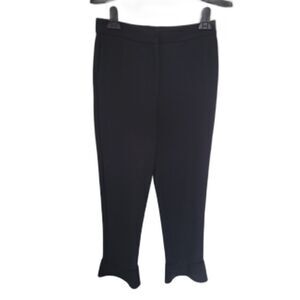 Maje Ruffle Hem Black Phoebe Cropped Trouser Pants